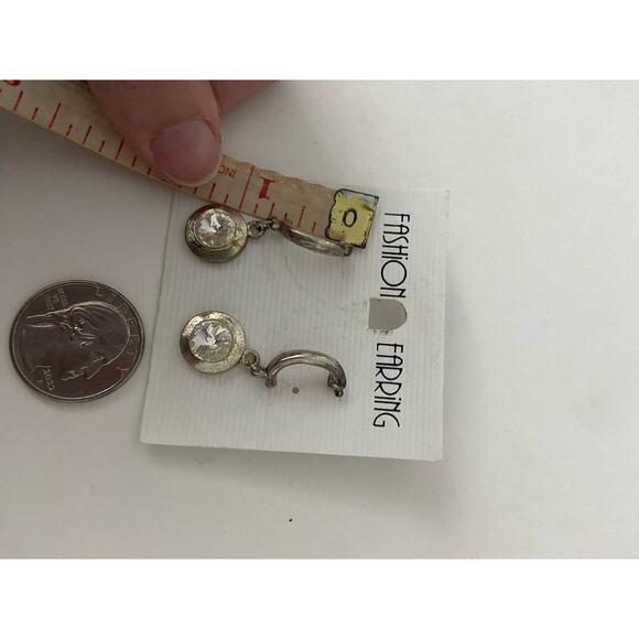 hoop earrings with rhinestone charm - Picture 2 of 4